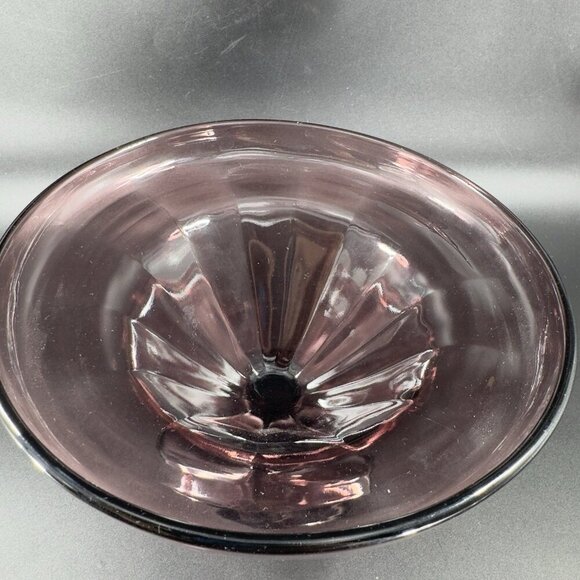 Mid Century Amethyst Footed Glass Bowl Manganese 365nm UV Glow Centerpiece Dish - Picture 12 of 13